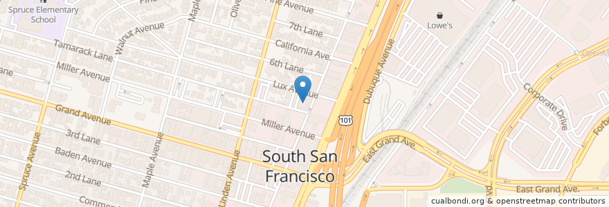 Mapa de ubicacion de Bertolucci's en Vereinigte Staaten Von Amerika, Kalifornien, San Mateo County, South San Francisco.