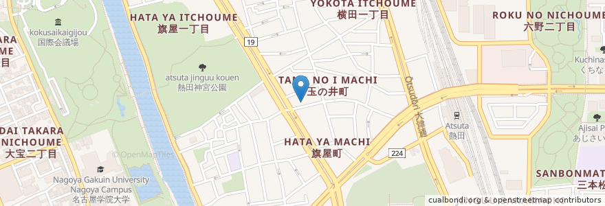 Mapa de ubicacion de 大和田 en Japonya, 愛知県, 名古屋市, 熱田区.