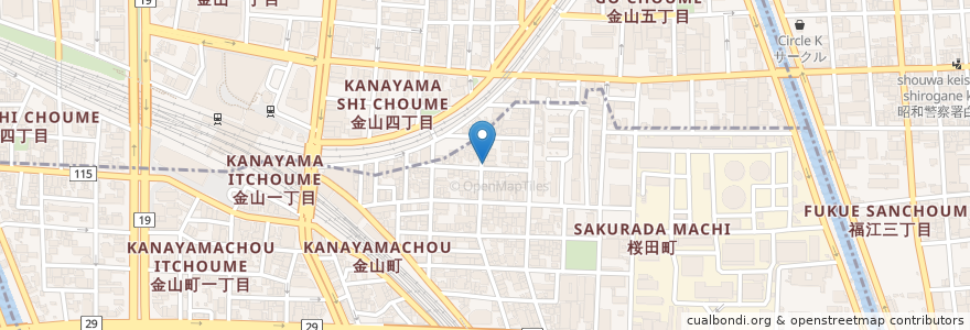 Mapa de ubicacion de 手打ちそば　大地 en اليابان, 愛知県, 名古屋市.