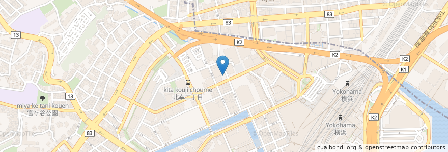 Mapa de ubicacion de 中華居酒屋 DRAGON酒家 en Japan, Präfektur Kanagawa, Yokohama, 西区, 神奈川区.