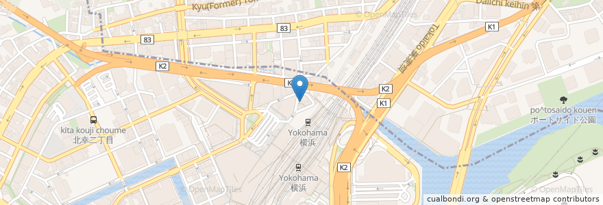 Mapa de ubicacion de 豚の味珍(豚足、焼豚) en 일본, 가나가와현, 요코하마시, 西区, 神奈川区.