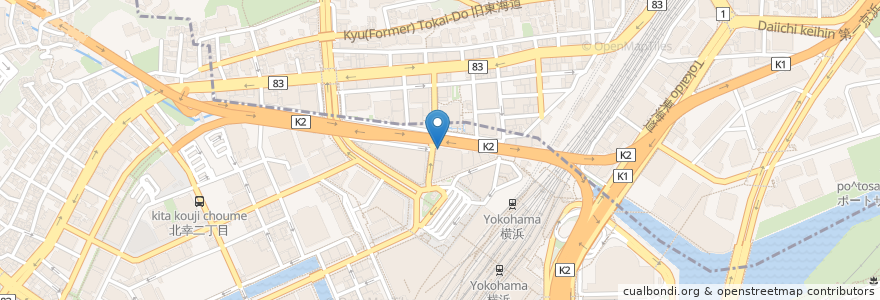 Mapa de ubicacion de まえだや (エキニアB1) en Giappone, Prefettura Di Kanagawa, 横浜市, 神奈川区.