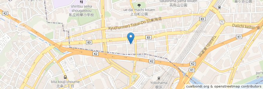 Mapa de ubicacion de 勝烈庵 鶴屋町店 en 日本, 神奈川県, 横浜市, 神奈川区.