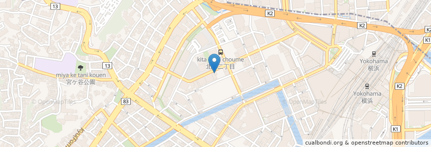 Mapa de ubicacion de 更科一休 本店 en Japan, Präfektur Kanagawa, Yokohama, 西区, 神奈川区.