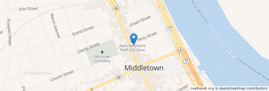 Mapa de ubicacion de B&B Wings and Things en Stati Uniti D'America, Connecticut, Middlesex County, Middletown.