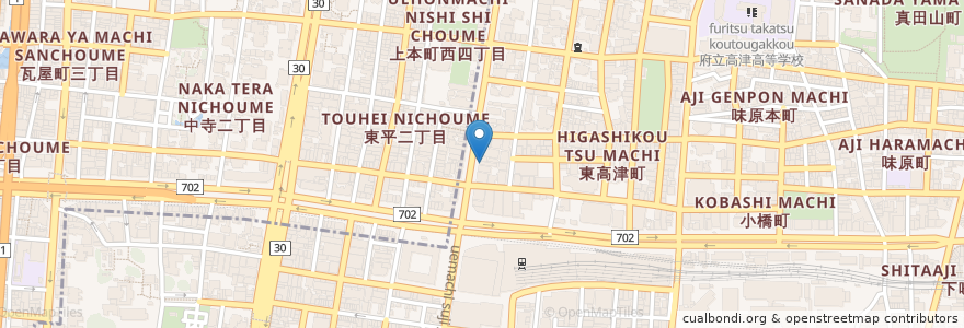 Mapa de ubicacion de 福笑門 en Japón, Prefectura De Osaka, Osaka, 天王寺区, 中央区.
