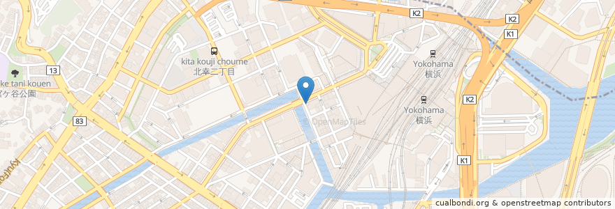 Mapa de ubicacion de 串かつ でんがな 横浜西口店 en Japan, Kanagawa Prefecture, Yokohama, Nishi Ward, Kanagawa Ward.