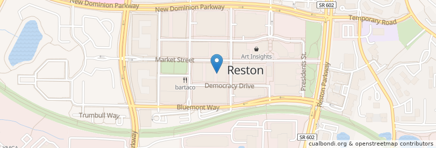 Mapa de ubicacion de Pitango Gelato Reston Town Center en États-Unis D'Amérique, Virginie, Fairfax County, Reston, Reston.