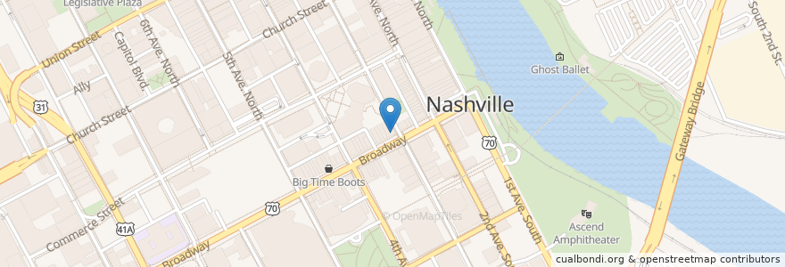 Mapa de ubicacion de Ole Red en Соединённые Штаты Америки, Теннесси, Nashville-Davidson.