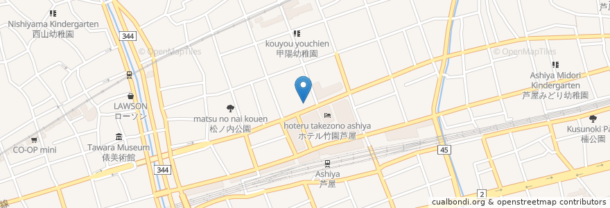 Mapa de ubicacion de 三井住友信託銀行 芦屋支店 en Jepun, 兵庫県, 芦屋市.