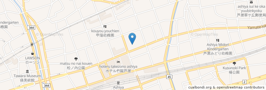 Mapa de ubicacion de 三菱UFJ銀行 芦屋北支店 en 日本, 兵庫県, 芦屋市.