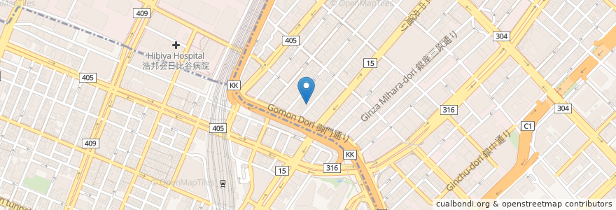 Mapa de ubicacion de 餃子歩兵 銀座店 en Jepun, 東京都.