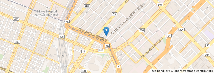 Mapa de ubicacion de 支那麺 はしご 銀座八丁目店 en Япония, Токио.