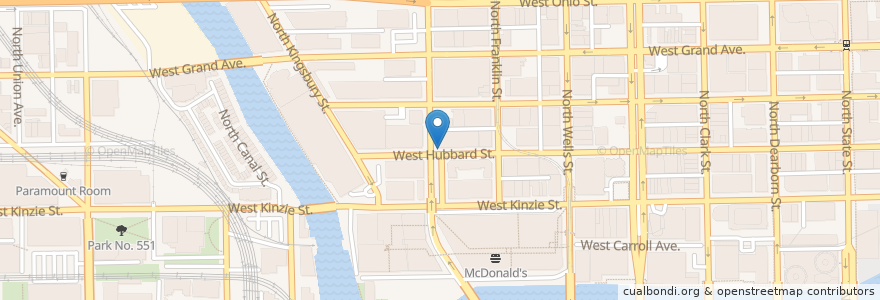 Mapa de ubicacion de Orleans St & Hubbard St en アメリカ合衆国, イリノイ州, シカゴ.