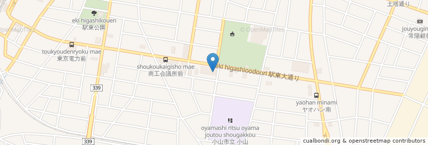 Mapa de ubicacion de ゆうちょ銀行 en Japan, Tochigi Prefecture, Oyama.