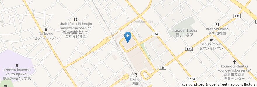 Mapa de ubicacion de こうのすシネマ en 일본, 사이타마현, 鴻巣市.