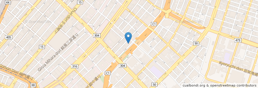 Mapa de ubicacion de 銀座たんめん en Japonya, 東京都, 中央区.