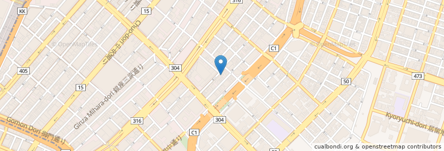 Mapa de ubicacion de イマカツ 銀座店 en Japon, Tokyo, 中央区.