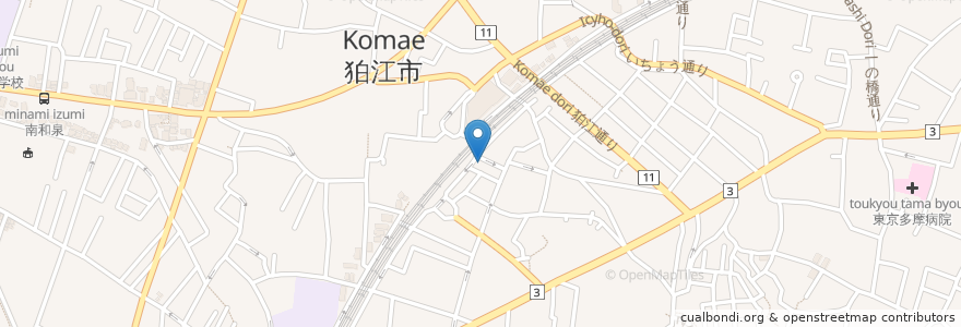 Mapa de ubicacion de 狛江駅前郵便局 en اليابان, 東京都, 狛江市.