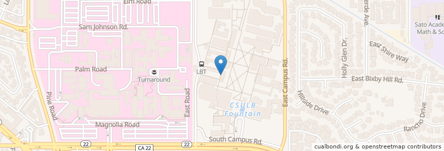 Mapa de ubicacion de KKJZ 88.1 campus radio en Estados Unidos Da América, Califórnia, Los Angeles County, Long Beach.