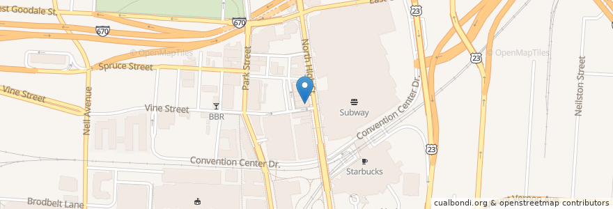 Mapa de ubicacion de Mikey’s Late Night Slice en United States, Ohio, Franklin County, Columbus.