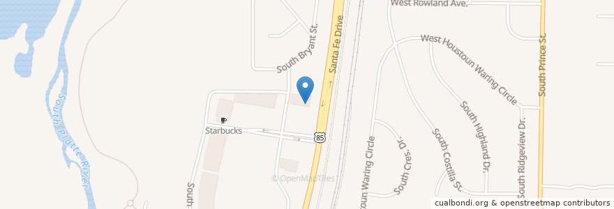 Mapa de ubicacion de The Bistro at Aspen Grove en 美利坚合众国/美利堅合眾國, 科罗拉多州 / 科羅拉多州, Littleton, Arapahoe County.
