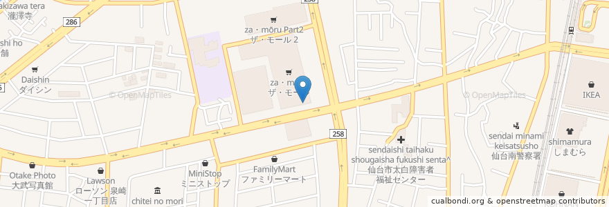 Mapa de ubicacion de とんかつ 新宿さぼてん en Japão, 宮城県, 仙台市, 太白区.