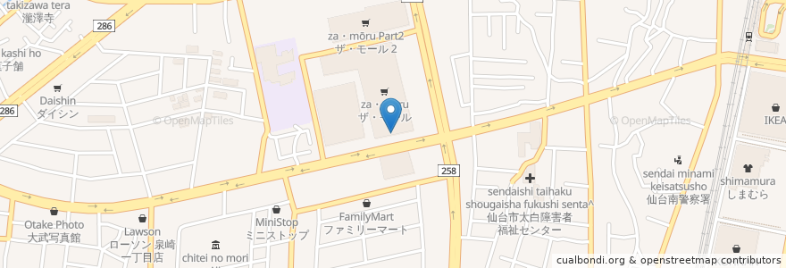 Mapa de ubicacion de 炭火焼き牛たん たんや善治郎 en Japão, 宮城県, 仙台市, 太白区.