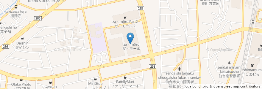 Mapa de ubicacion de カリィ&カフェ ヴァサラロード en Japão, 宮城県, 仙台市, 太白区.
