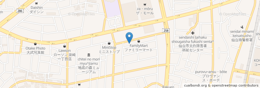 Mapa de ubicacion de 牛魔王 en 日本, 宫城县, 仙台市, 太白区.