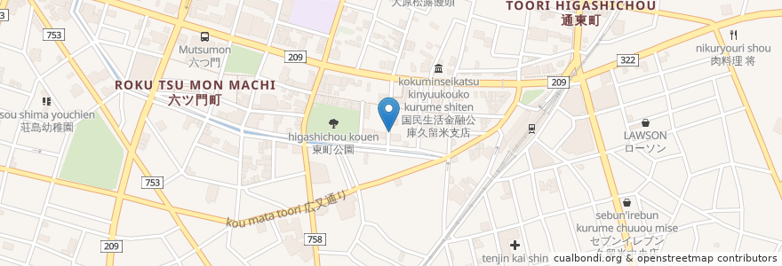 Mapa de ubicacion de カラオケまねきねこ en ژاپن, 福岡県, 久留米市.
