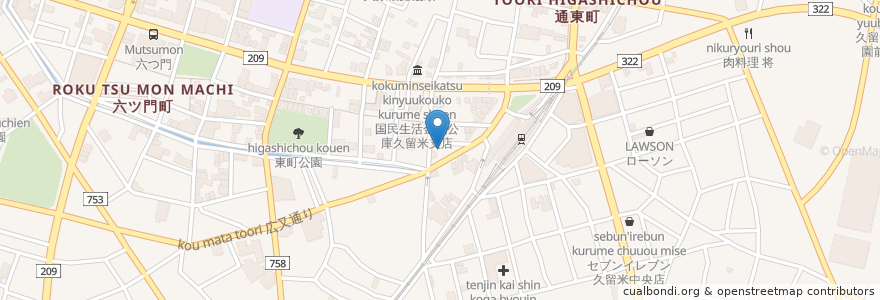 Mapa de ubicacion de OUTDOOR en 일본, 후쿠오카현, 久留米市.