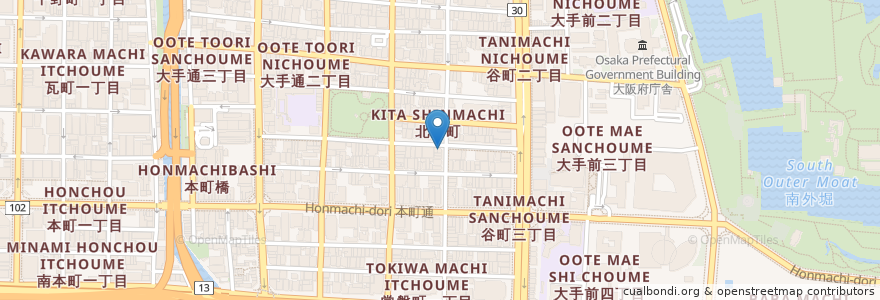 Mapa de ubicacion de クレヨン en Japan, Osaka Prefecture, Osaka, Chuo.