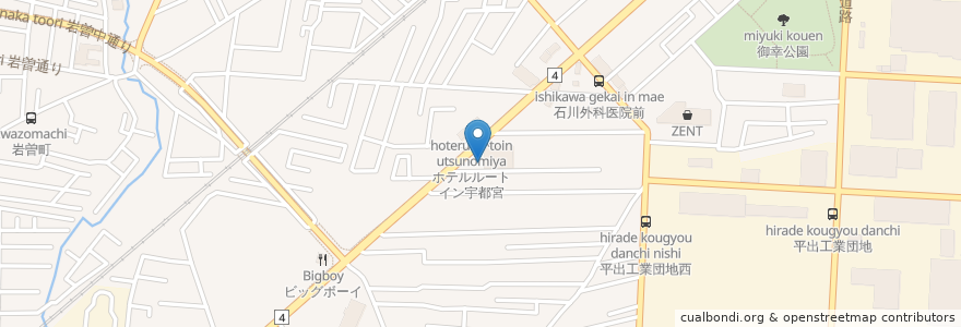 Mapa de ubicacion de 極楽湯宇都宮店 en ژاپن, 栃木県, 宇都宮市.