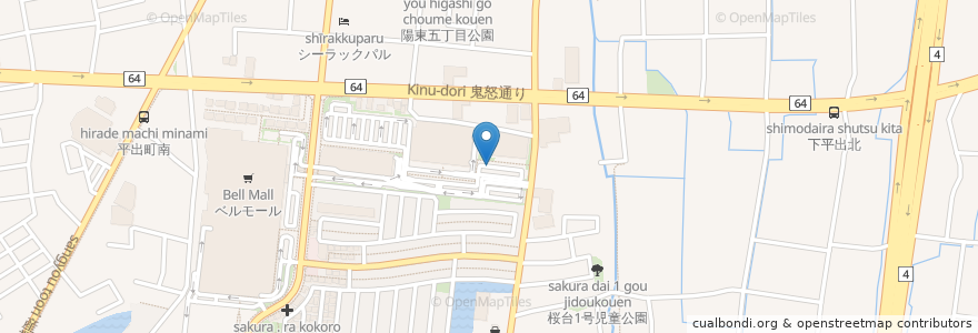 Mapa de ubicacion de 宇都宮天然温泉;ベルさくらの湯 en Japan, Präfektur Tochigi, 宇都宮市.