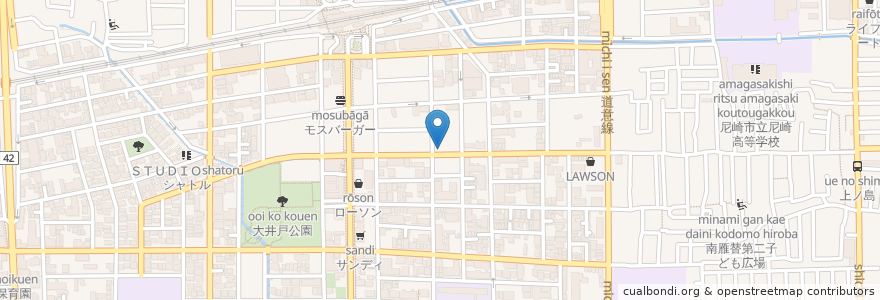 Mapa de ubicacion de ブラウンコーヒー en 日本, 兵庫県, 尼崎市.