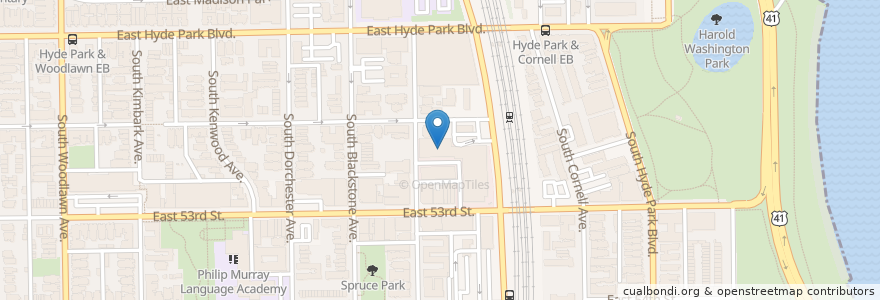 Mapa de ubicacion de Ja’ Grill Hyde Park en Amerika Birleşik Devletleri, Illinois, Chicago.