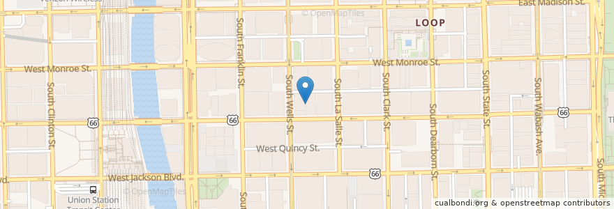 Mapa de ubicacion de The Living Room Bar W Chicago City Center en Estados Unidos De América, Illinois, Chicago.