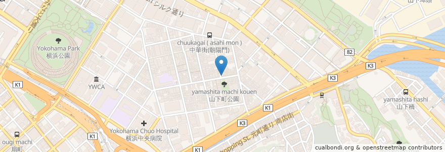 Mapa de ubicacion de 謝朋酒楼 en Japão, 神奈川県, 横浜市, 中区.