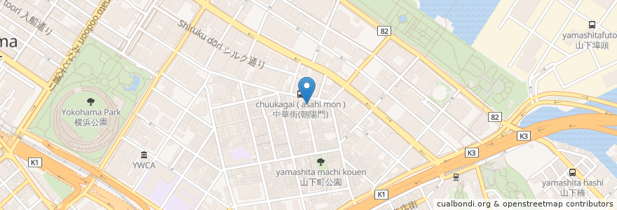 Mapa de ubicacion de 謝甜記 en Japan, Präfektur Kanagawa, Yokohama, 中区.