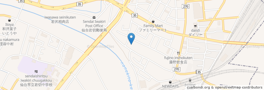 Mapa de ubicacion de Iwakiri Dental Clinic en Japan, Miyagi Prefecture, Sendai, Miyagino Ward.