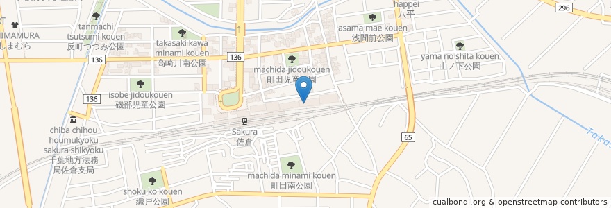 Mapa de ubicacion de 湯ぱらだいす佐倉（Ｐ無） en 일본, 지바현, 佐倉市.