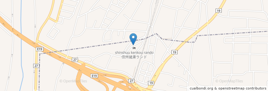 Mapa de ubicacion de 信州健康ランド en Japonya, 長野県, 松本市.
