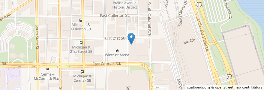 Mapa de ubicacion de Showroom Food Hall en United States, Illinois, Chicago.