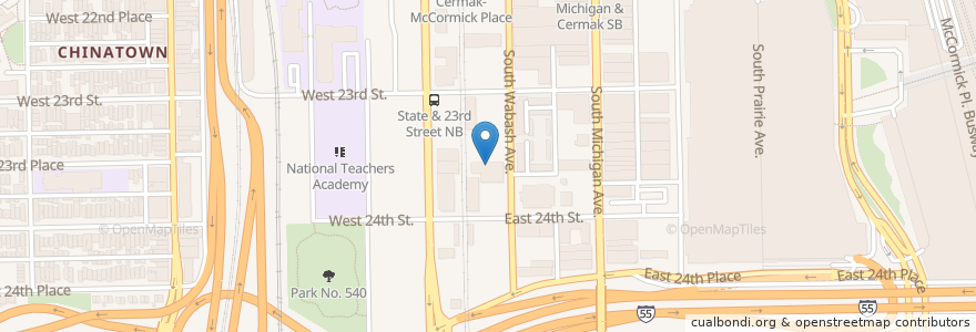 Mapa de ubicacion de South Loop Cafe en الولايات المتّحدة الأمريكيّة, إلينوي, شيكاغو.
