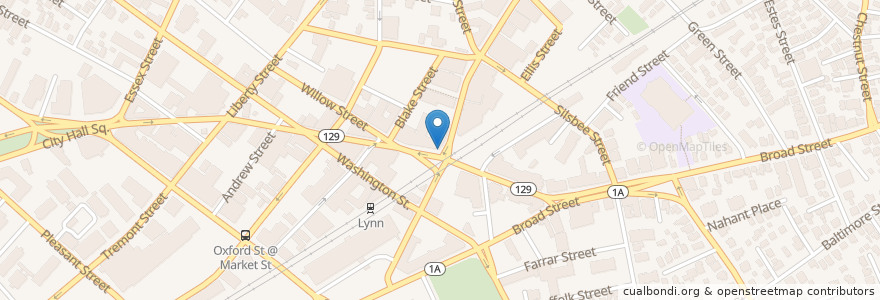 Mapa de ubicacion de Dunkin' Donuts en Estados Unidos Da América, Massachusetts, Essex County, Lynn.