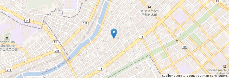 Mapa de ubicacion de 揚屋 鈴 en ژاپن, 神奈川県, 横浜市, 中区.