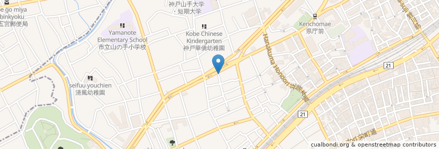 Mapa de ubicacion de 洋食ますだ en 日本, 兵庫県, 神戸市, 中央区.