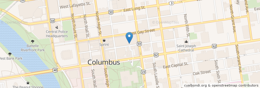 Mapa de ubicacion de Sí Señor en 미국, 오하이오 주, Franklin County, Columbus.