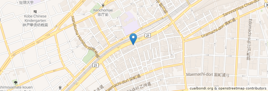 Mapa de ubicacion de 徳島ラーメン 麺王 神戸元町店 en Giappone, Prefettura Di Hyōgo, 神戸市, 中央区.